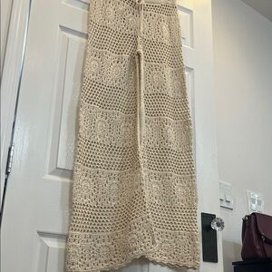 Crochet Cream Wide-Leg Pants